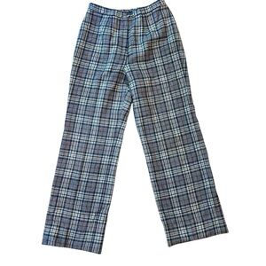 Vtg Pendleton Women’s Plaid Trousers Blue 100% Wool Size 12